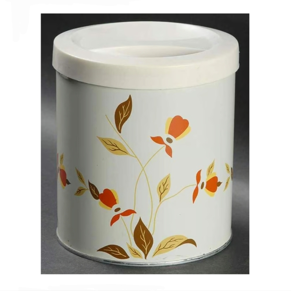 Vintage Floral Tin Canister With Lid Cottagecore Kitchen Storage Decor COPY 🇺🇦